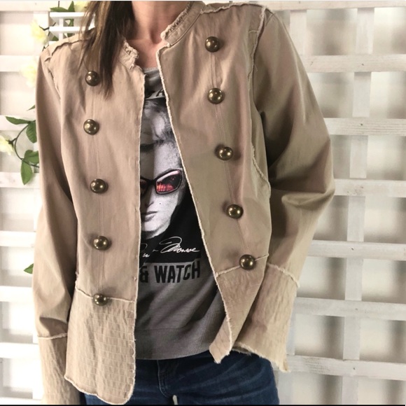 Old Navy Jackets & Blazers - Old navy Sz XXL kaki military jacket frayed edge